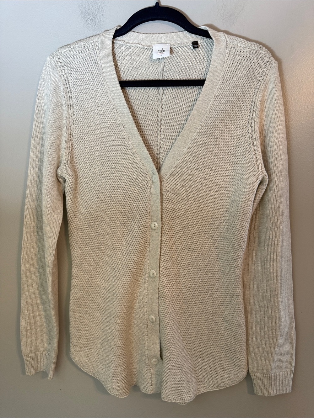 CAbi 3161 Shirttail Ribbed Cardigan Light Gray Size Small - Picture 4 of 11
